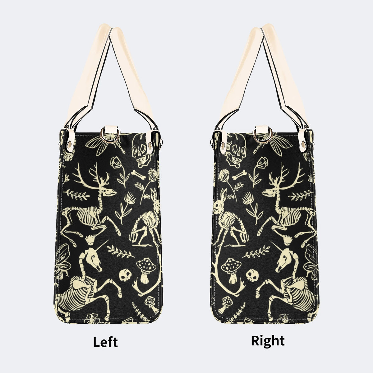 Dark Cottagecore Forest Animal Bones Print - Leather Handbag