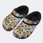 Unisex Skull Graffiti Art Print - Fur Lined Slippers/Sandals