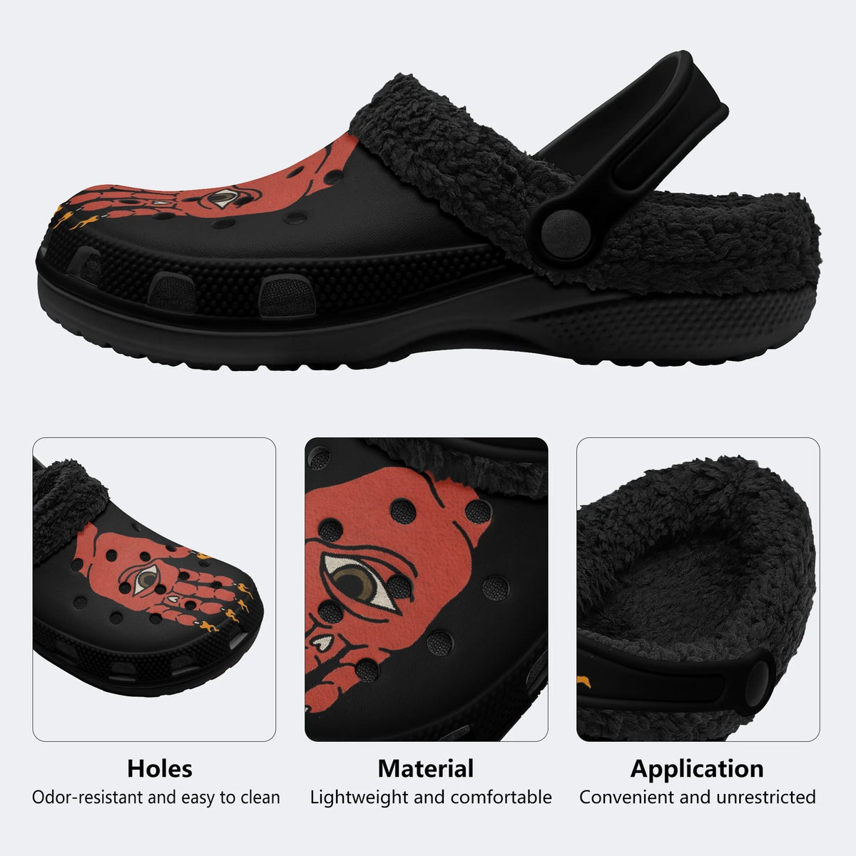 All Seeing Eye Flame Hand - Fur Lined Slippers/Sandals