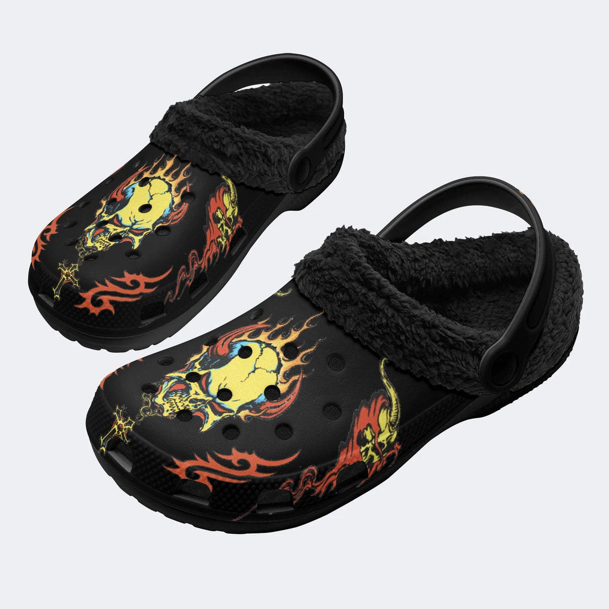 Horror Devil Print - Fur Lined Slippers/Sandals