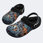 Gothic Skeleton Bat Spider Web - Fur Lined Slippers/Sandals