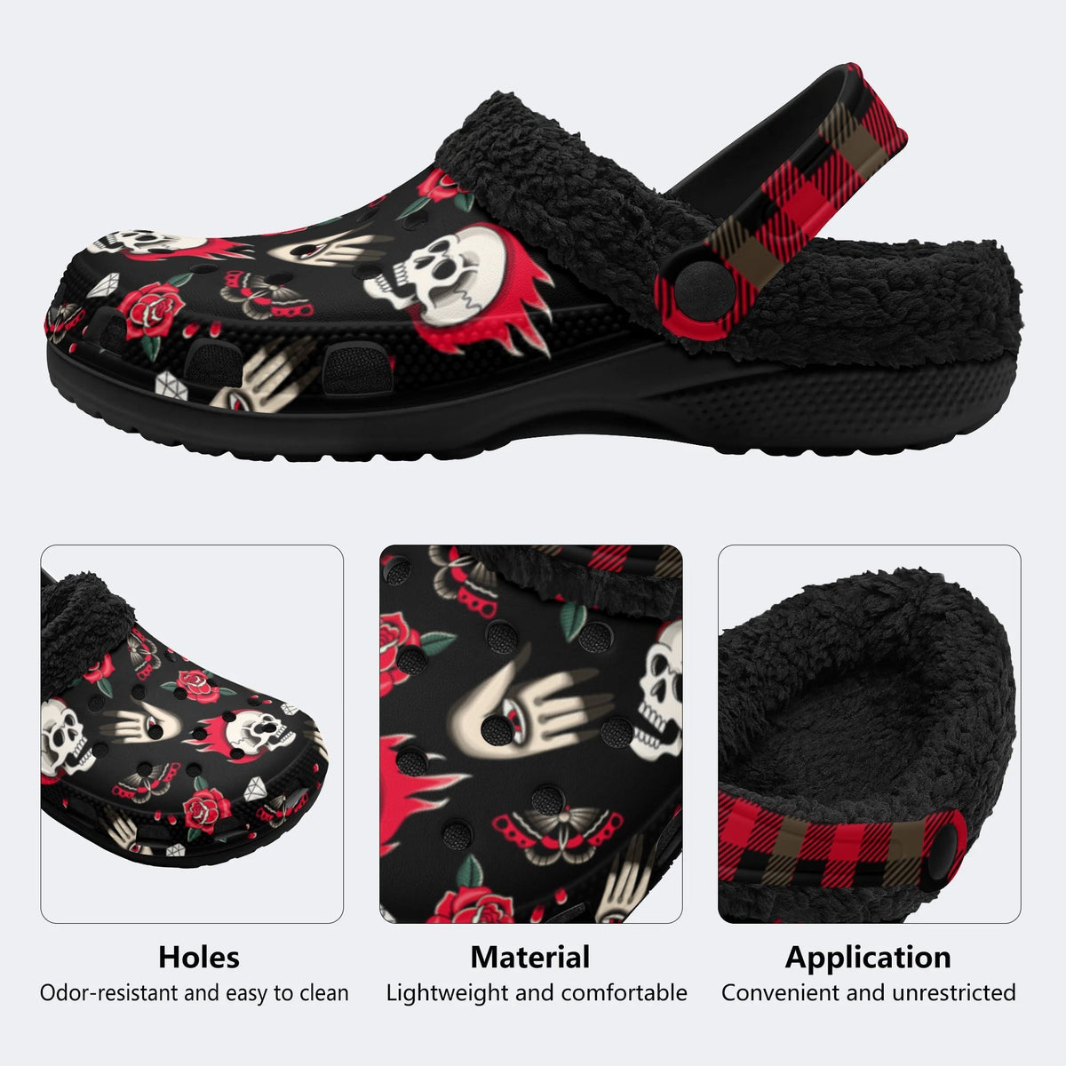 Retro Gothic Art Print - Fur Lined Slippers/Sandals