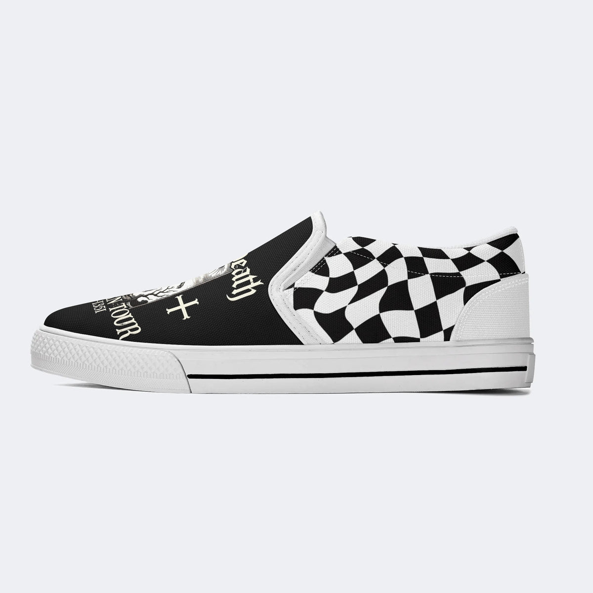 Black Death Print - Slip On Shoes