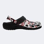 Gothic Evil Clown Playing Cards Blood Splatter - Fur Lined Slippers/Sandals