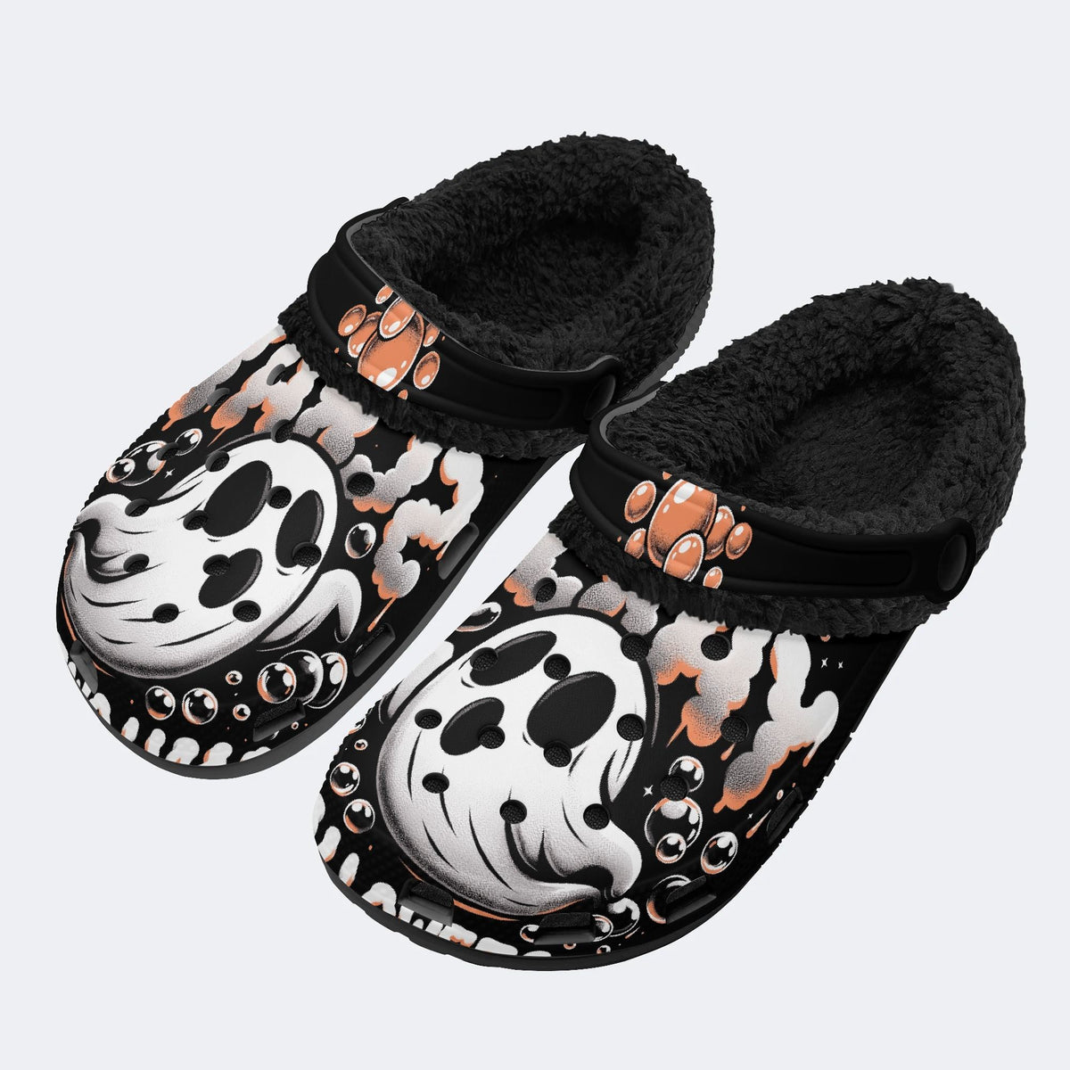 Dark Ghost Bubble - Fur Lined Slippers/Sandals