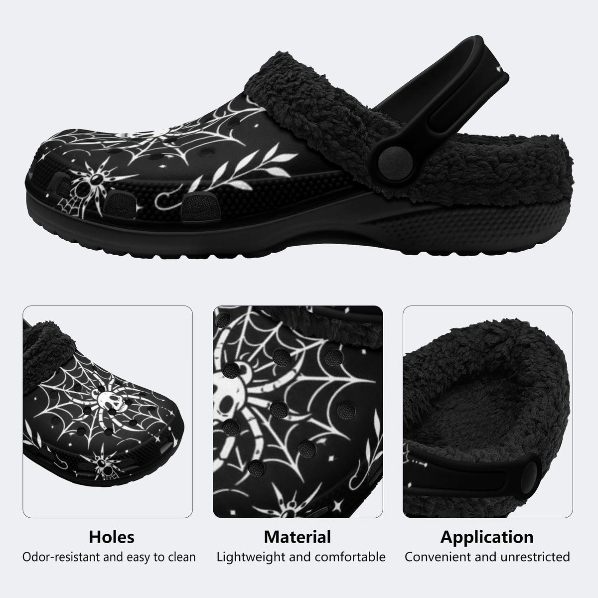 Dark Spider Web - Fur Lined Slippers/Sandals