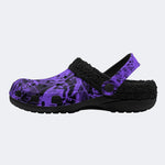 Dark Purple Moth - Fur Lined Slippers/Sandals