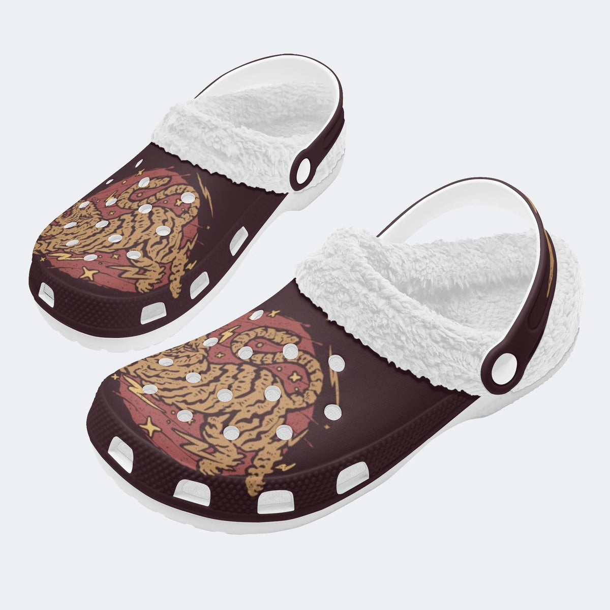 Running Tiger - Fur Lined Slippers/Sandals