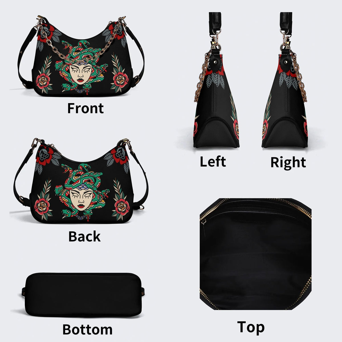 Medusa With Eyes Closed - Leather Crossbody Bag