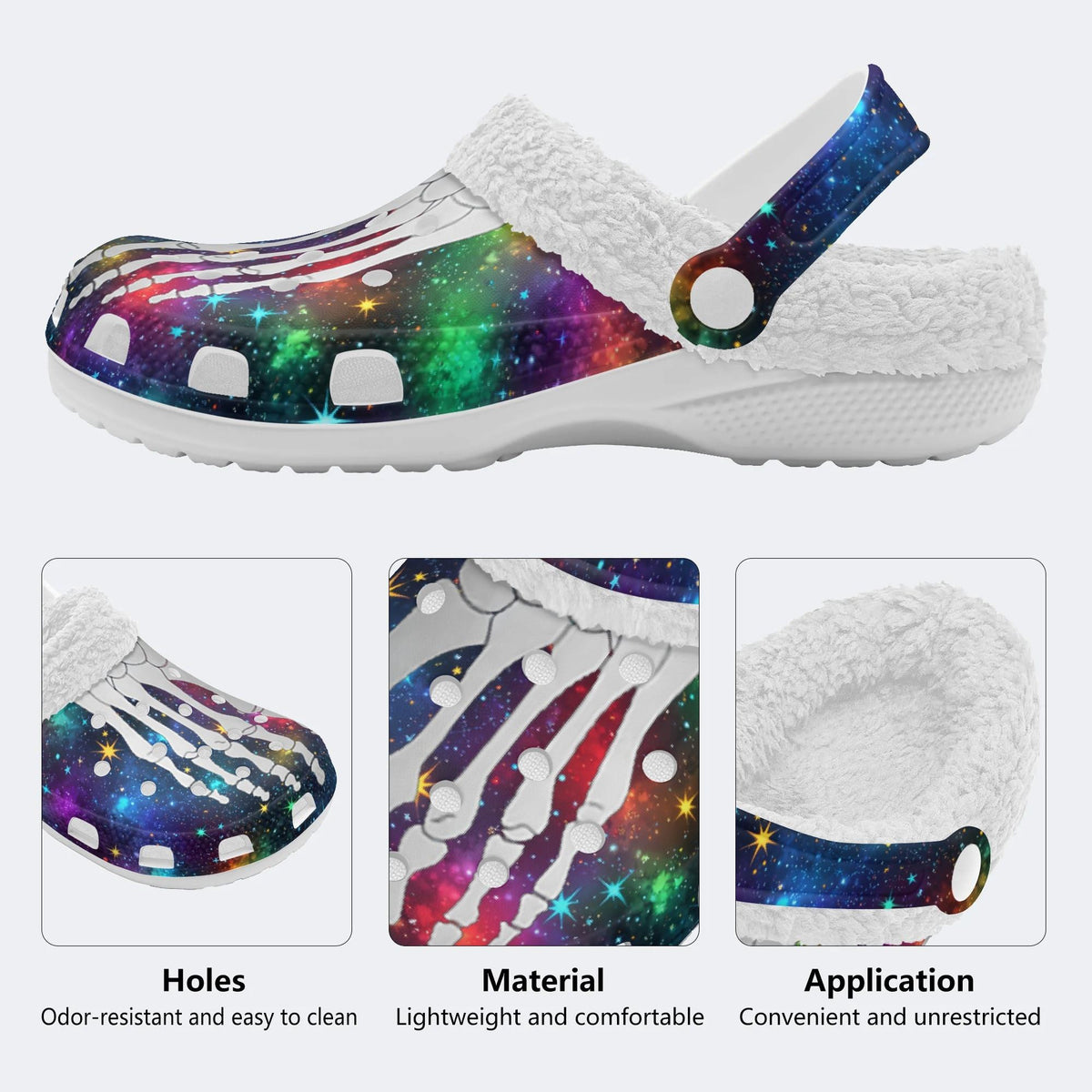 Cosmic Star Toe Bone Print - Fur Lined Slippers/Sandals