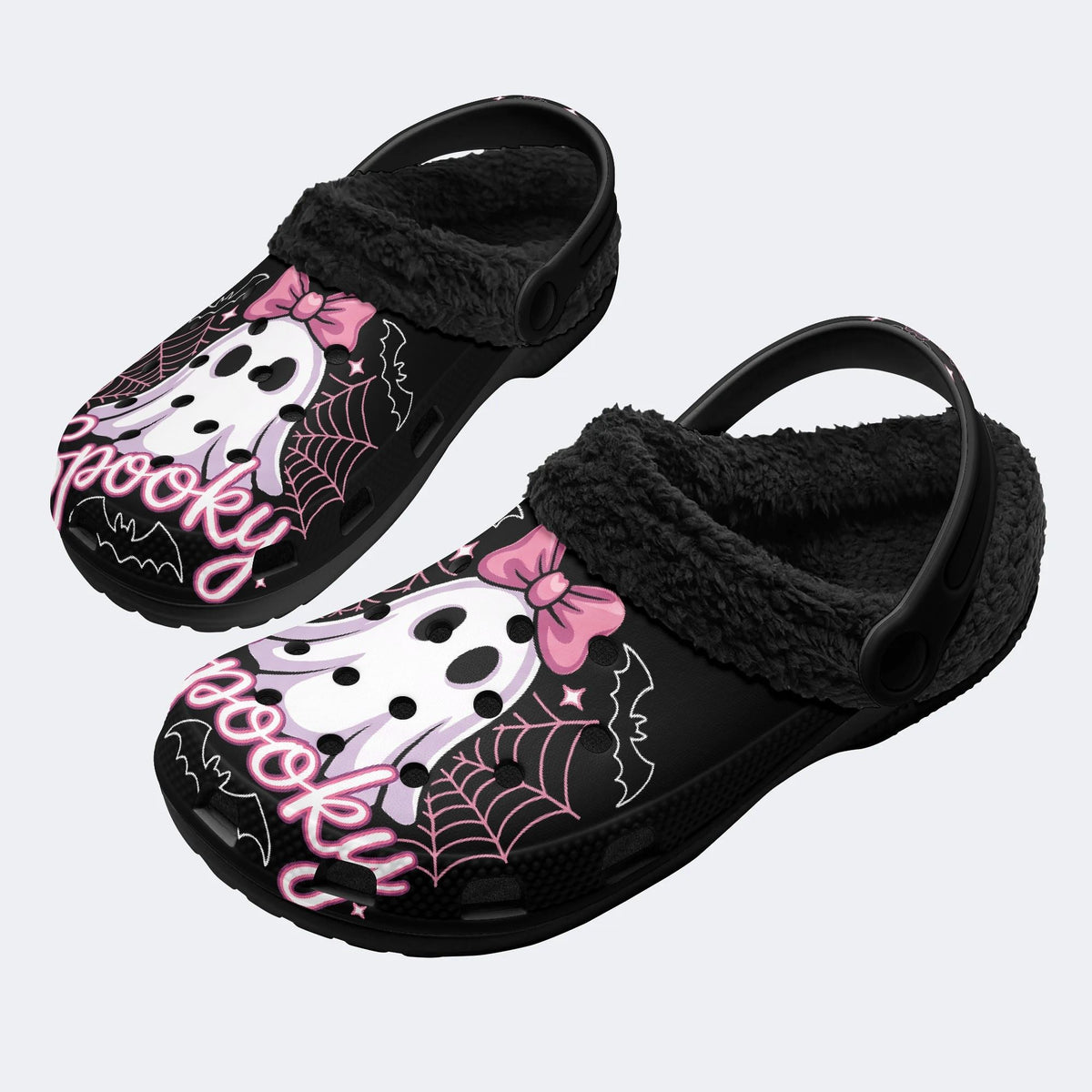 Gothic Pink Ghost - Fur Lined Slippers/Sandals