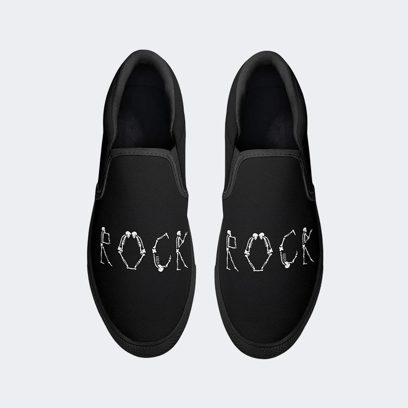 Unisex Retro Rock Music Art Illustration Print - Slip On Shoes