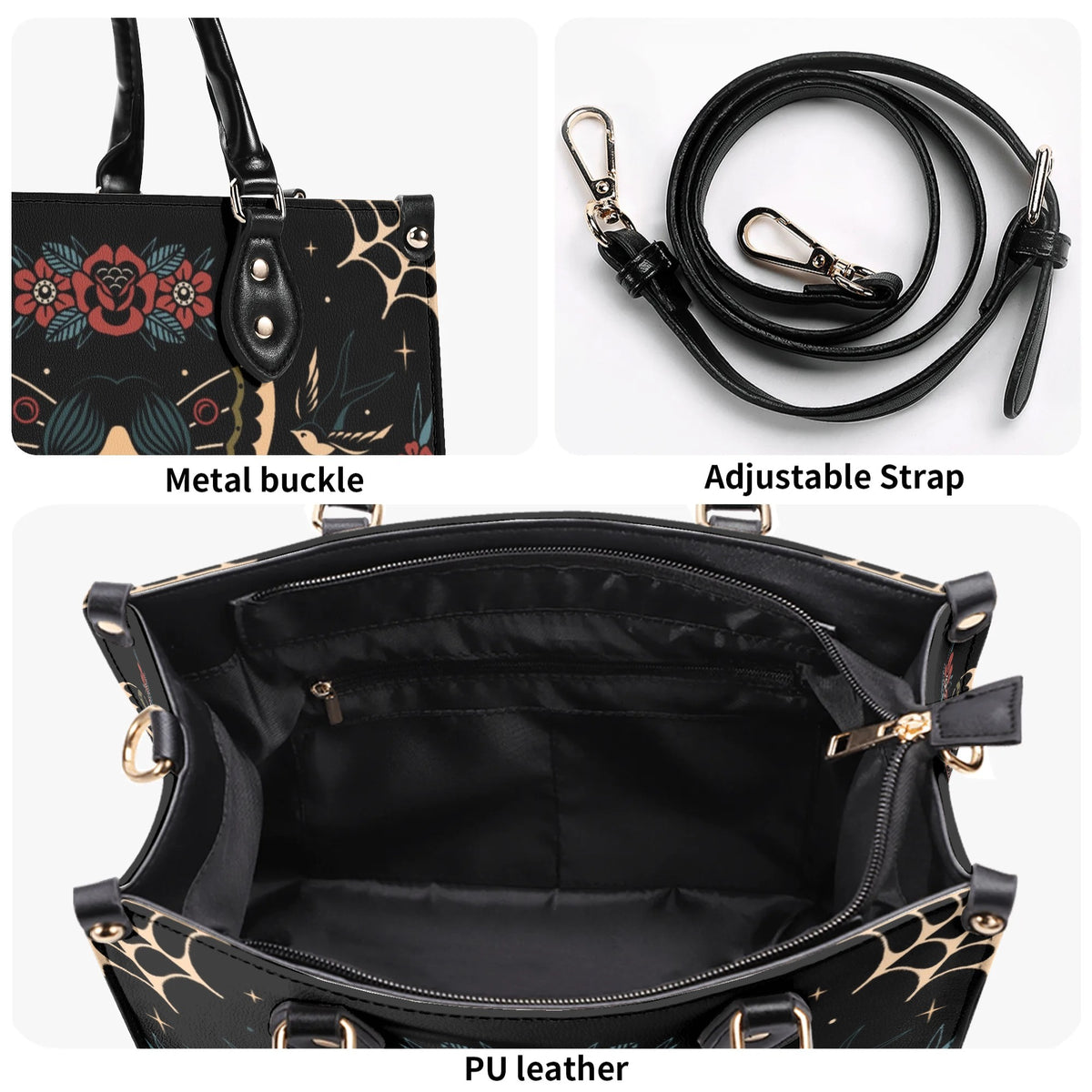Vintage Tattoo Art Print - Leather Handbag