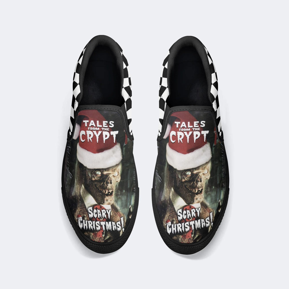 Christmas Skull Print - Slip On Shoes