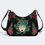 Medusa With Eyes Closed - Leather Crossbody Bag