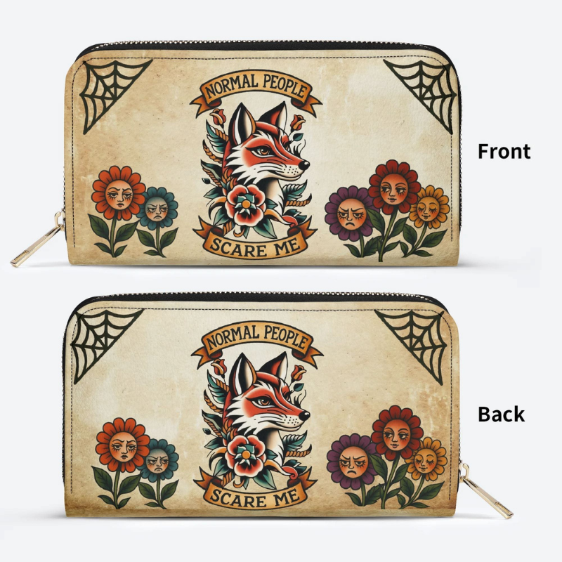Retro Fox Head Print Leather Wallet Factory Direct Sales
