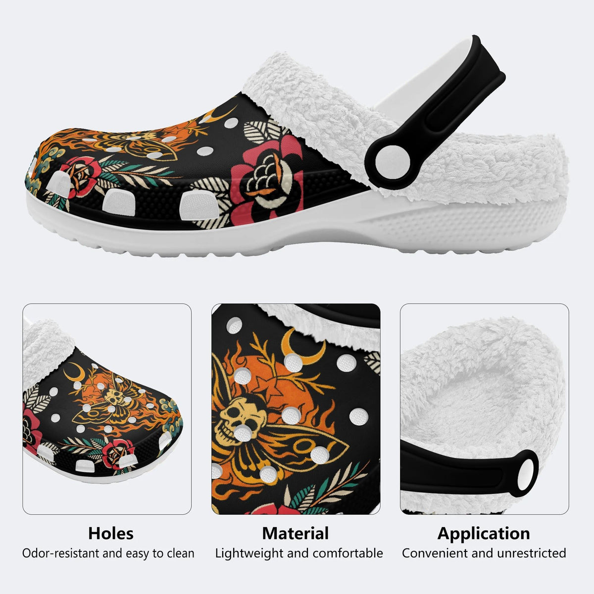 Flaming Death Moth - Fur Lined Slippers/Sandals