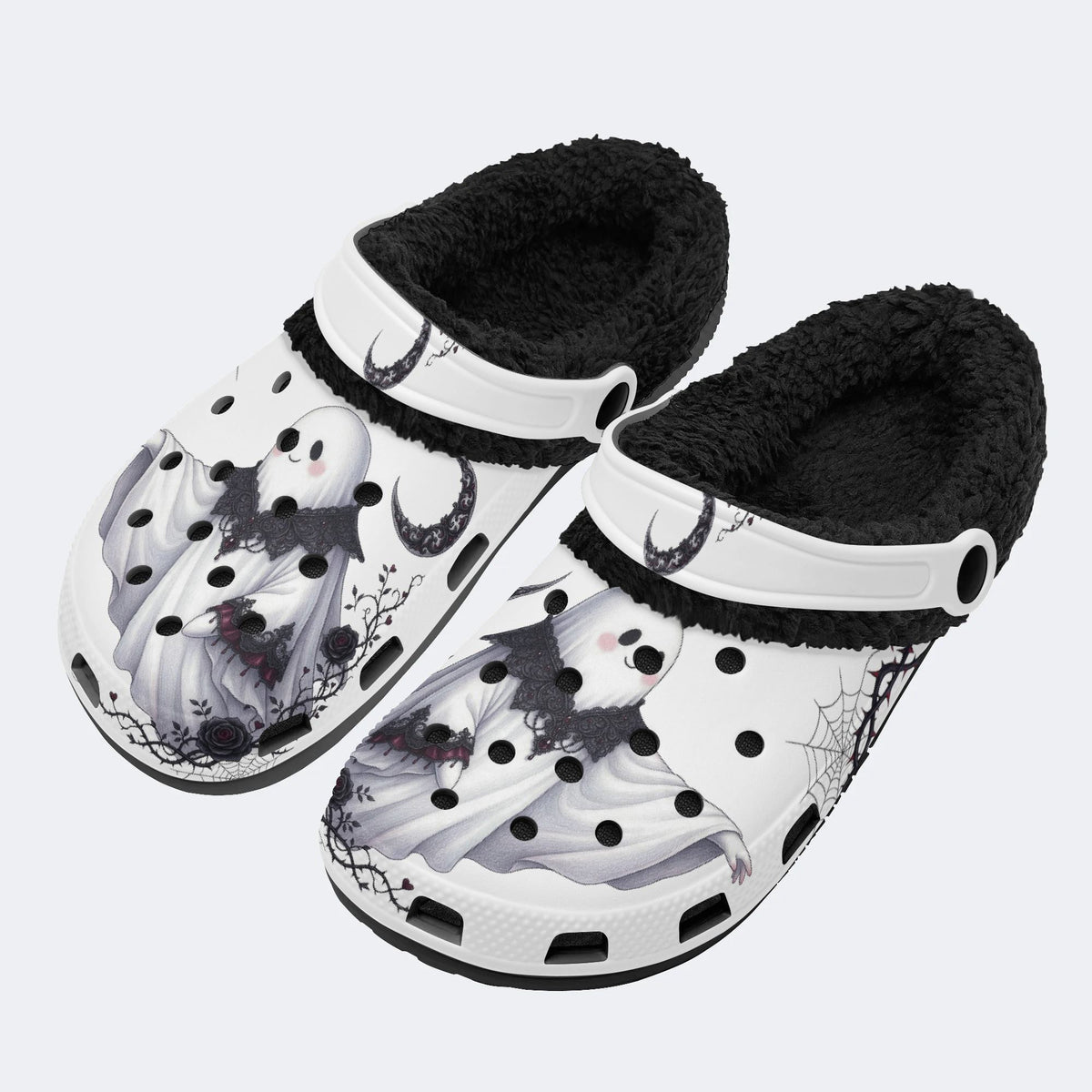 Gothic Ghost Moon - Fur Lined Slippers/Sandals