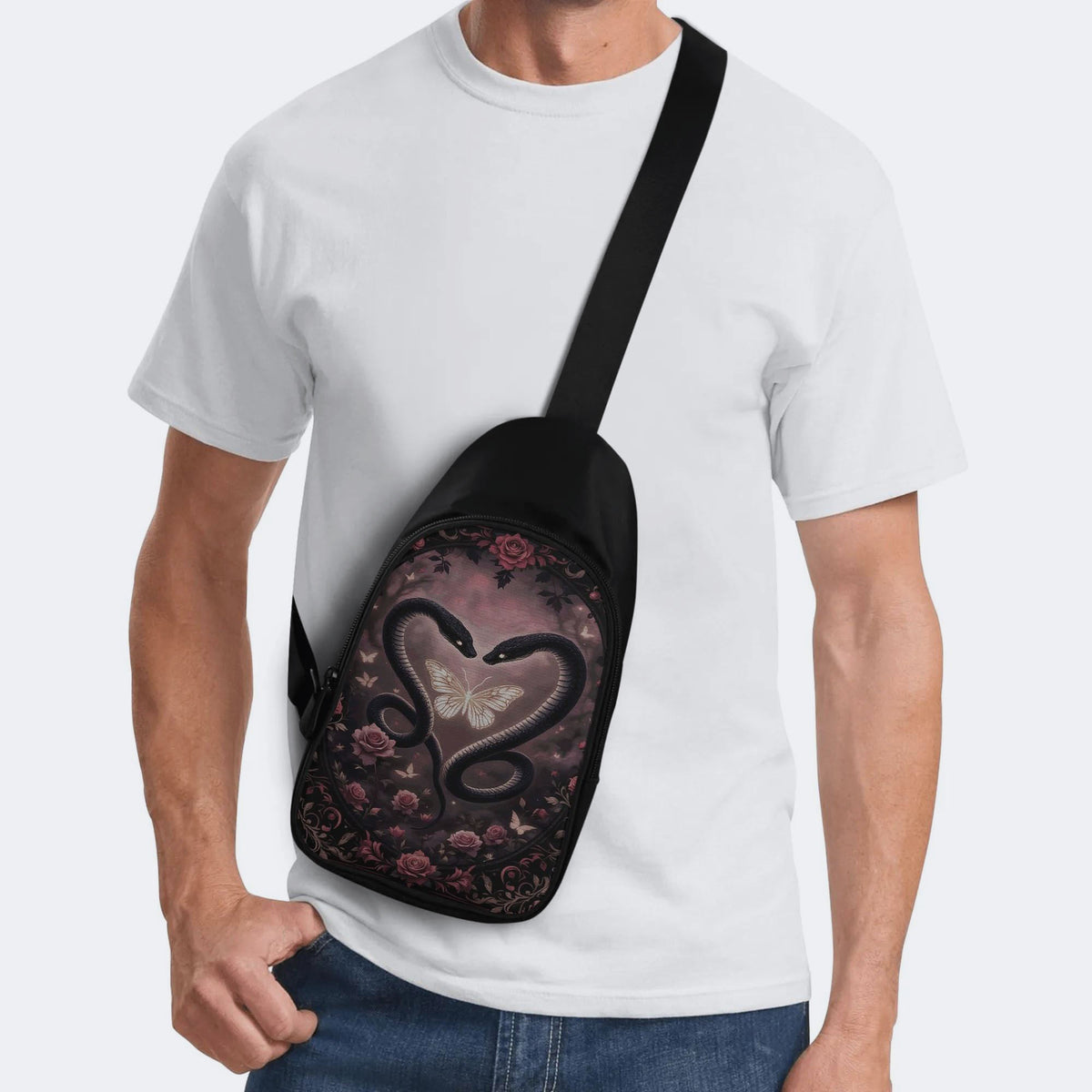 Romantic Couples Snake Print - Chest Bag