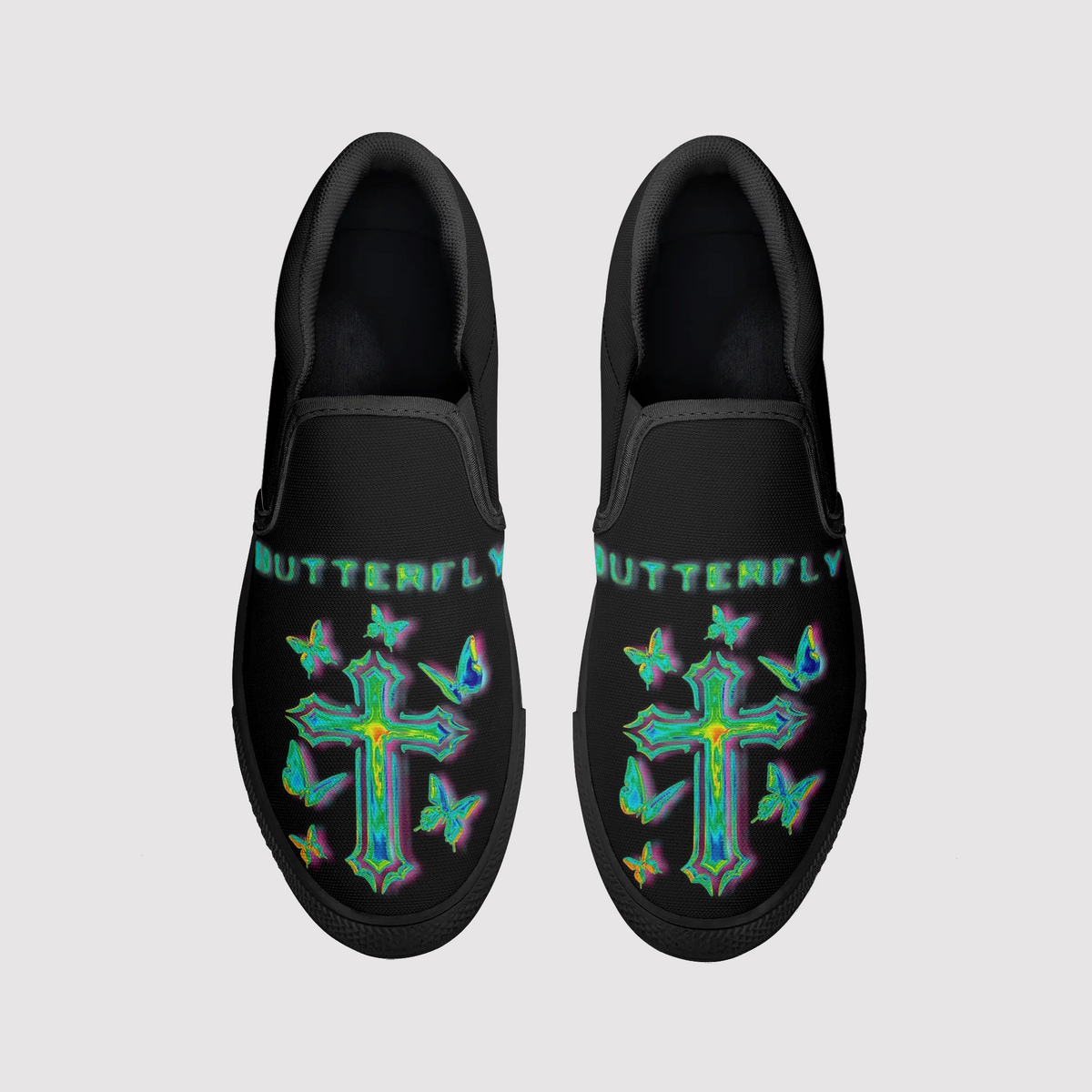 Figure&Cross Print Print Slip On Shoes