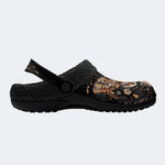 Vintage Moth Floral Print - Fur Lined Slippers/Sandals