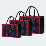 Red Snake As The Center - Leather Handbag