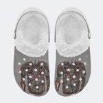 Metal Mecha Print - Fur Lined Slippers/Sandals