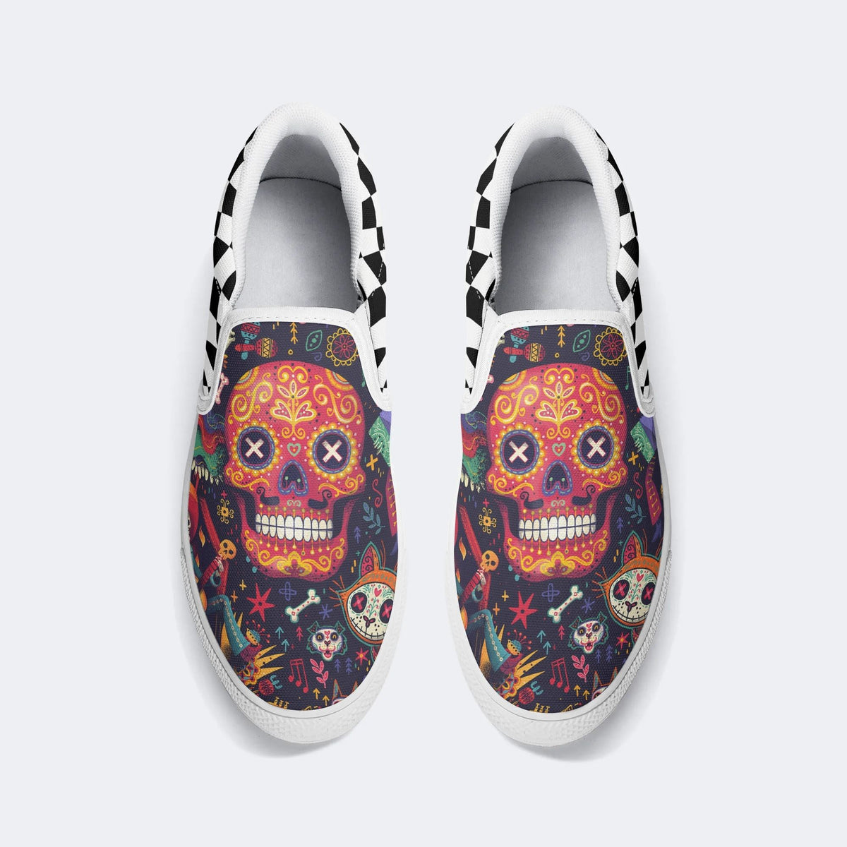 Day of the Dead Pattern - Slip On Shoes