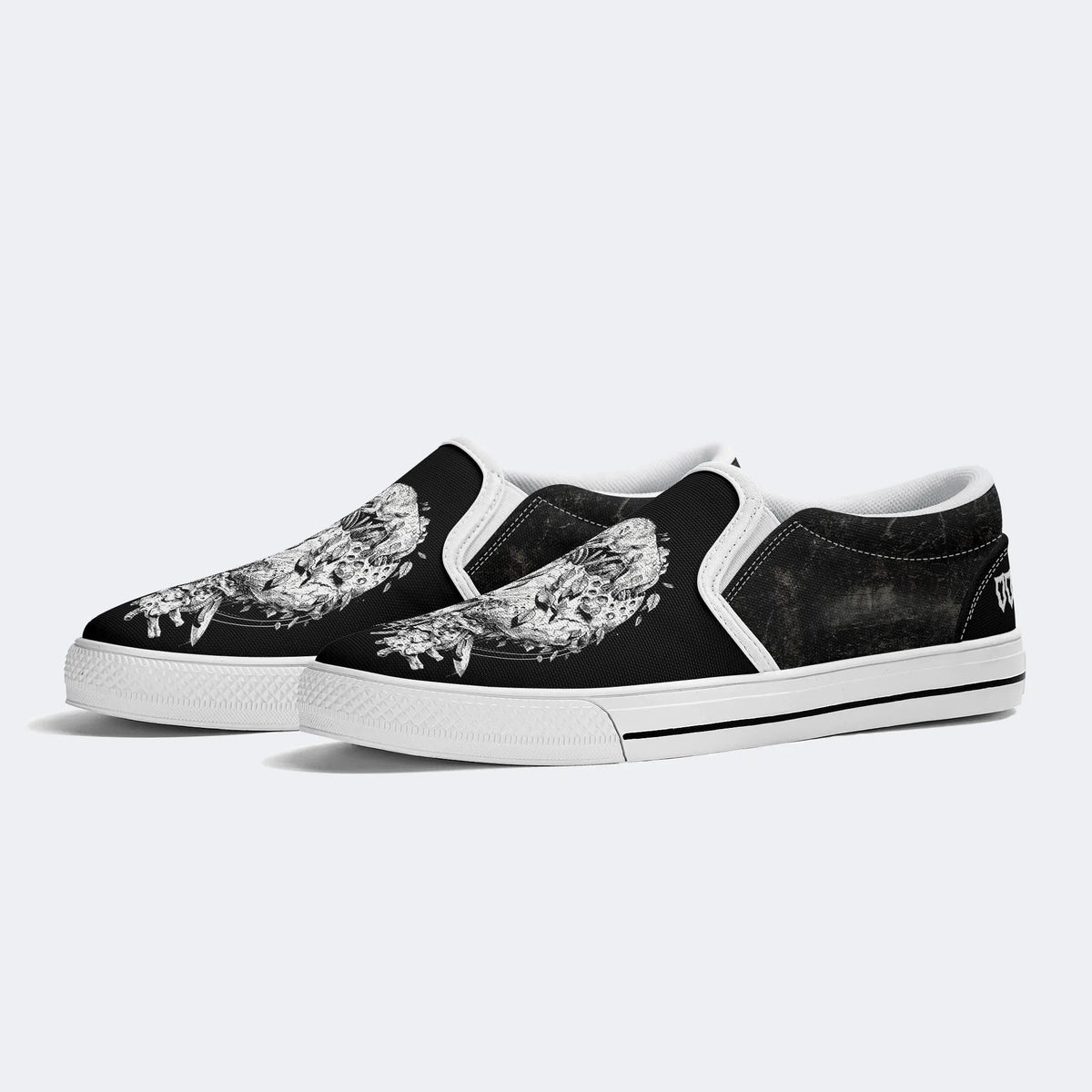 Unisex Fire Fox&Death Skull Print - Slip On Shoes