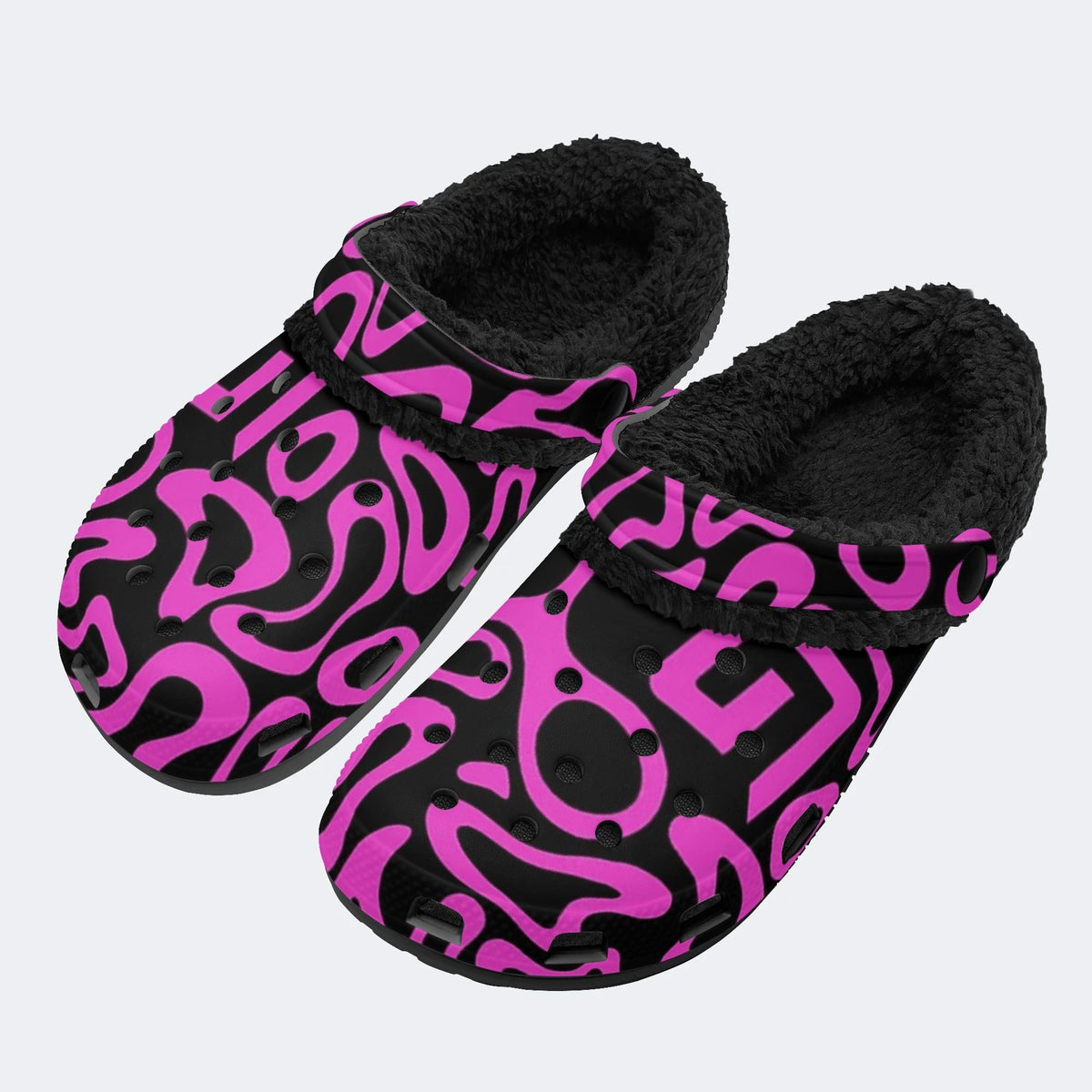 Y2K Pink Fluid Art - Fur Lined Slippers/Sandals