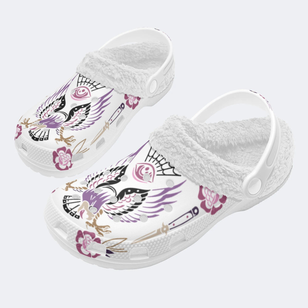 Unisex EagleArt Print - Fur Lined Slippers/Sandals