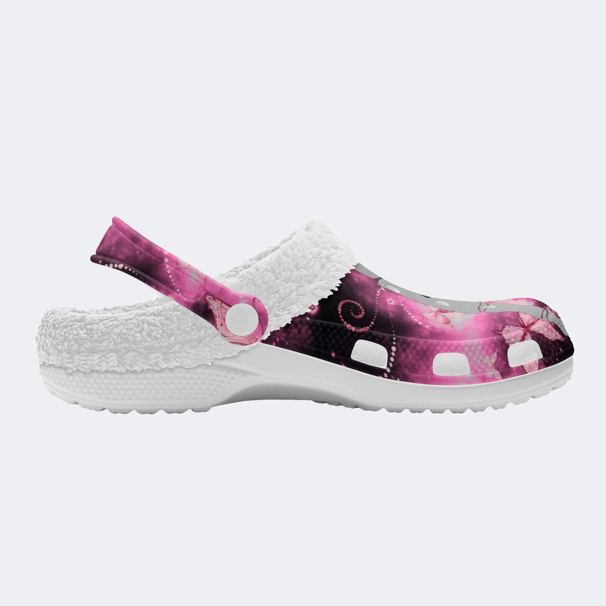 Butterfly And Toe Bone Print - Fur Lined Slippers/Sandals