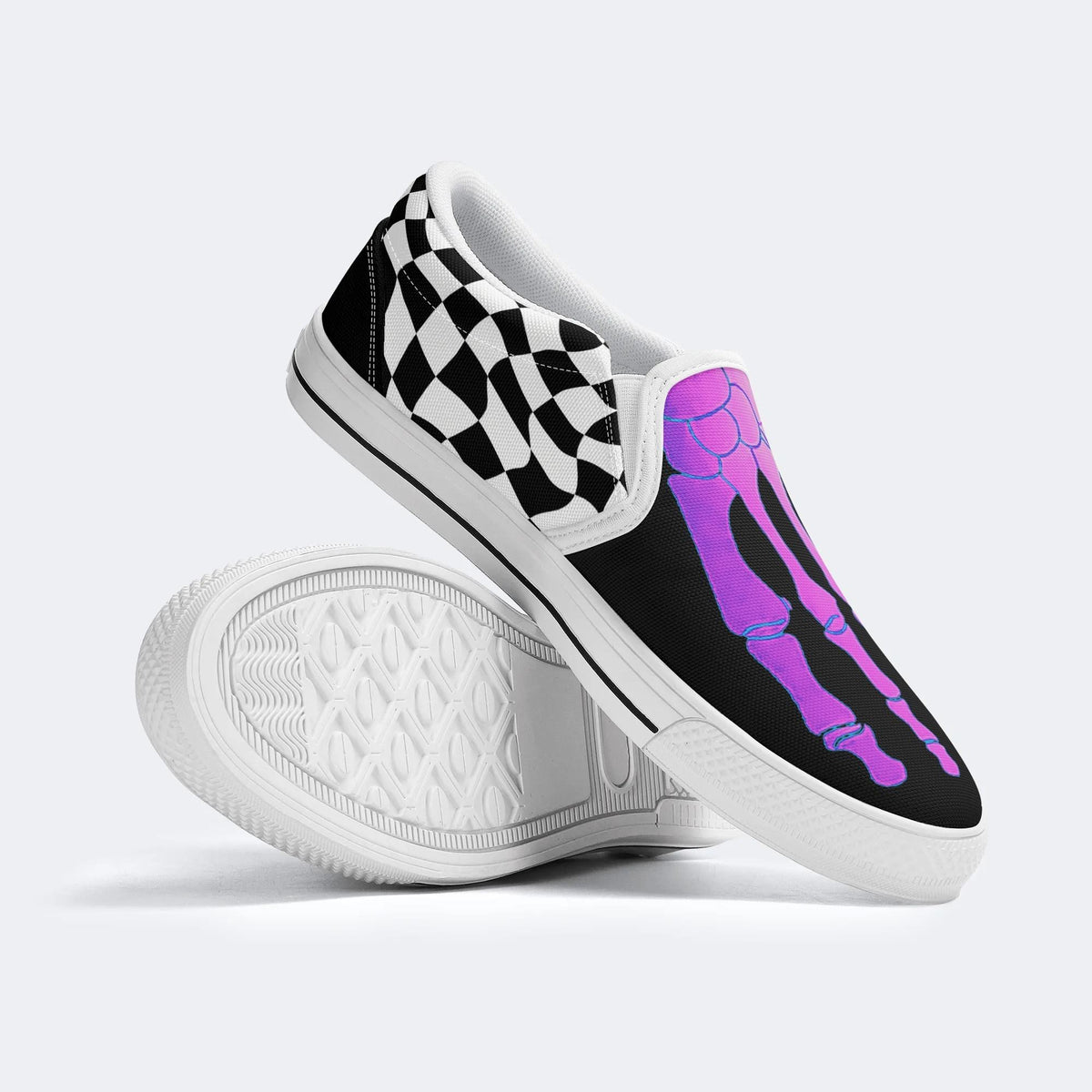 Purple Gradient Skeleton Toes Skull - Slip On Shoes