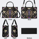 Vintage Moth And Snake Print - Leather Handbag