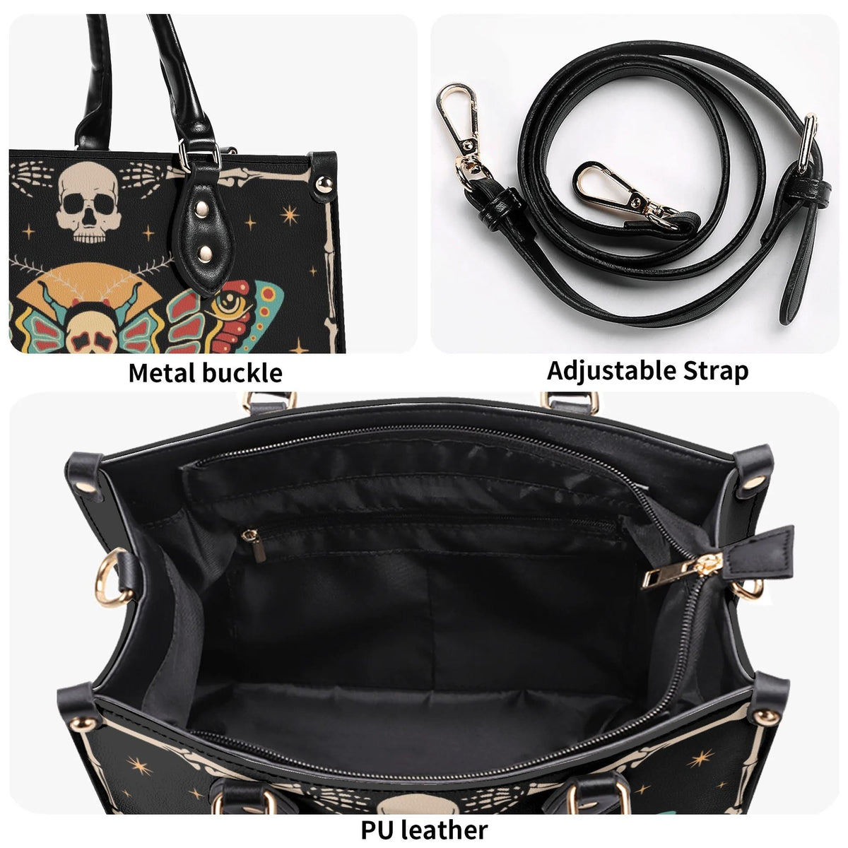 Toxic Moth Star Print - Leather Handbag