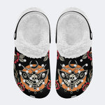 Personalized Name Death Moth Vintage Print - Fur Lined Slippers/Sandals