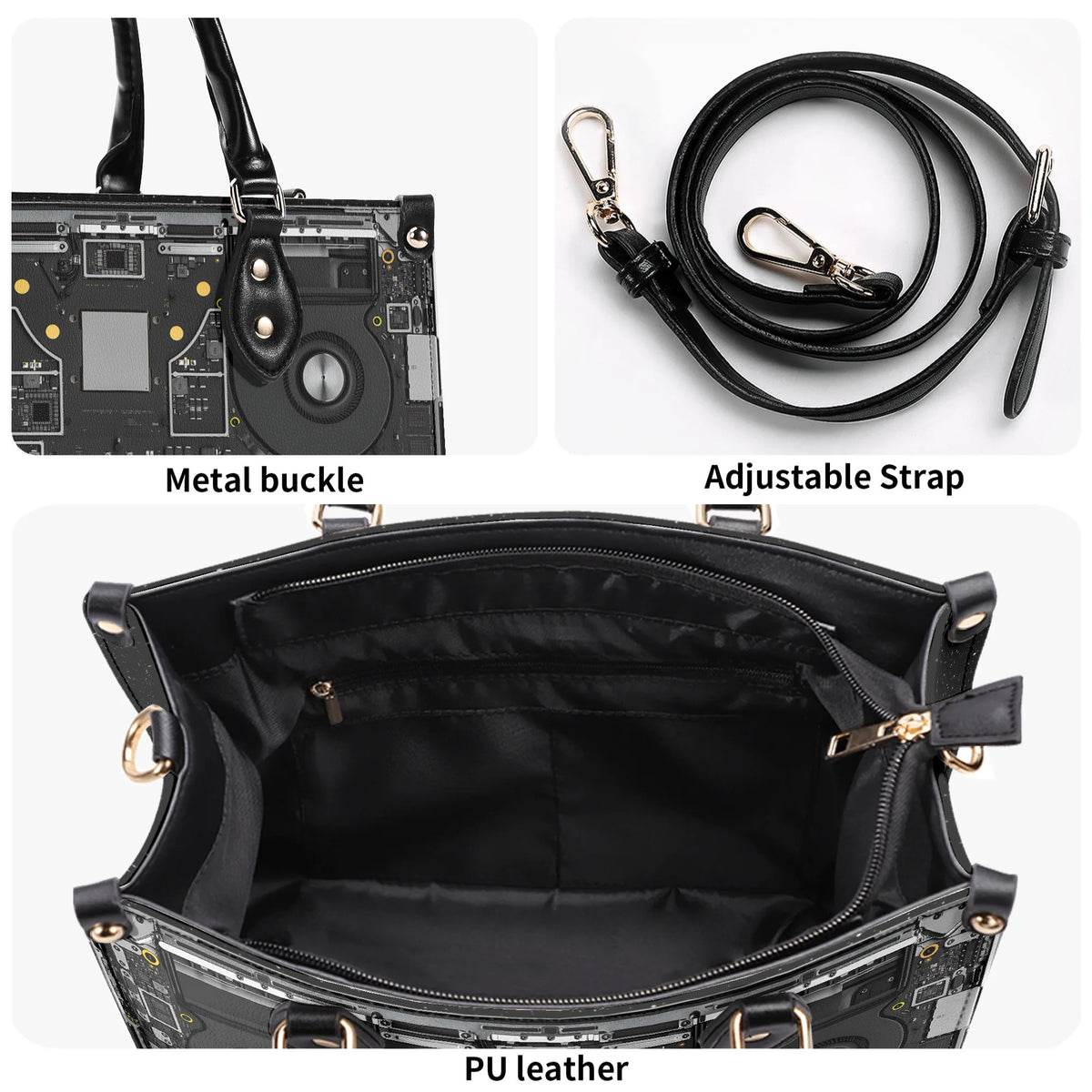Mechanical Panel Print - Leather Handbag