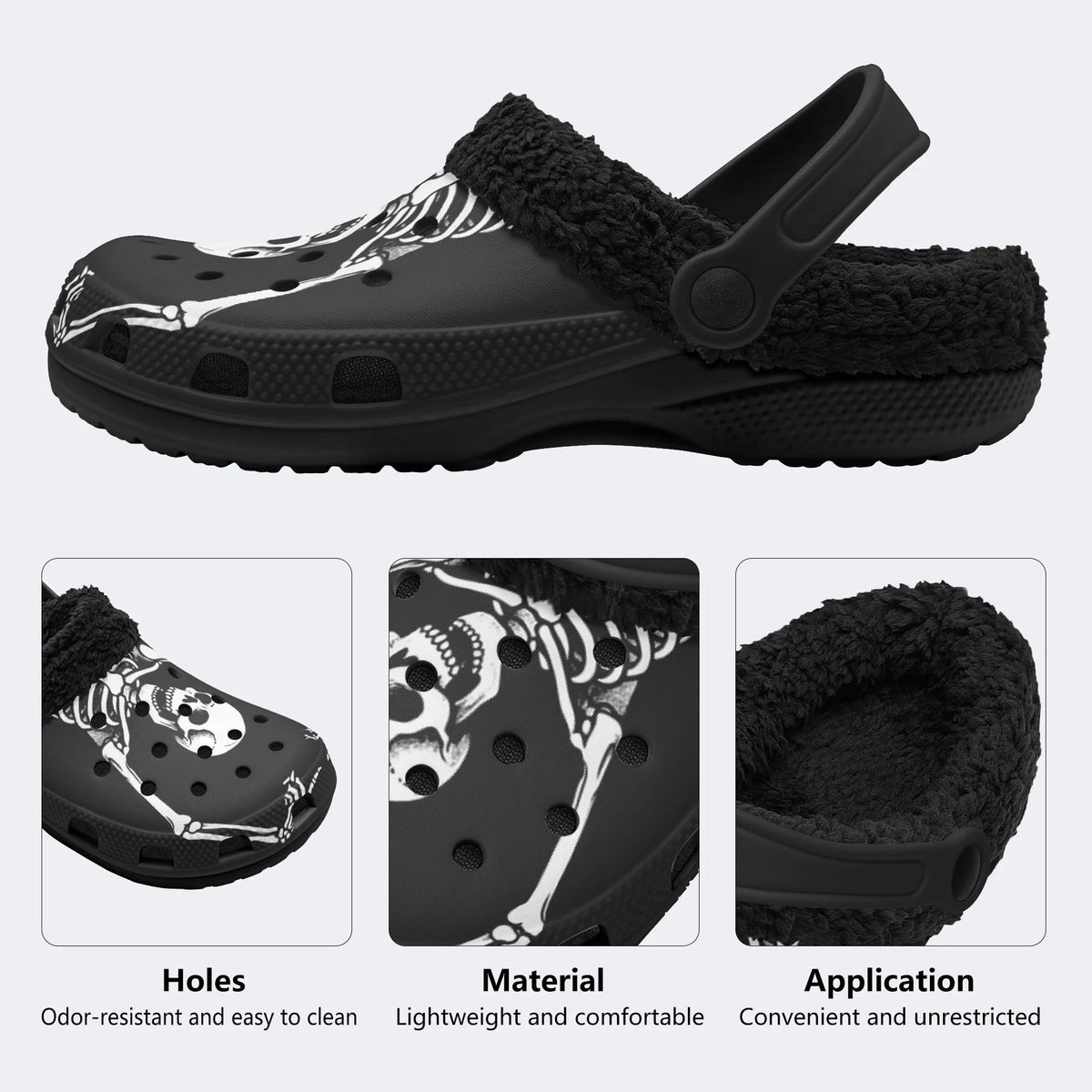 Lovers Bone Skull - Fur Lined Slippers/Sandals