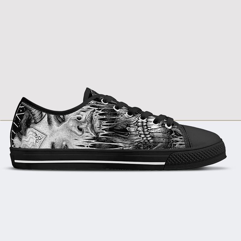 Cranial Extraction Skull Low Top Canvas Shoes