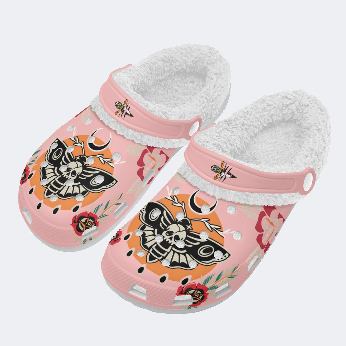 Unisex Death Moth Art Print - Fur Lined Slippers/Sandals