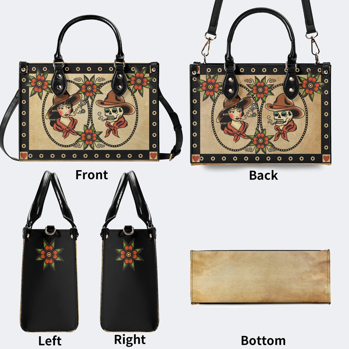 Traditional Tattoo Print - Leather Handbag
