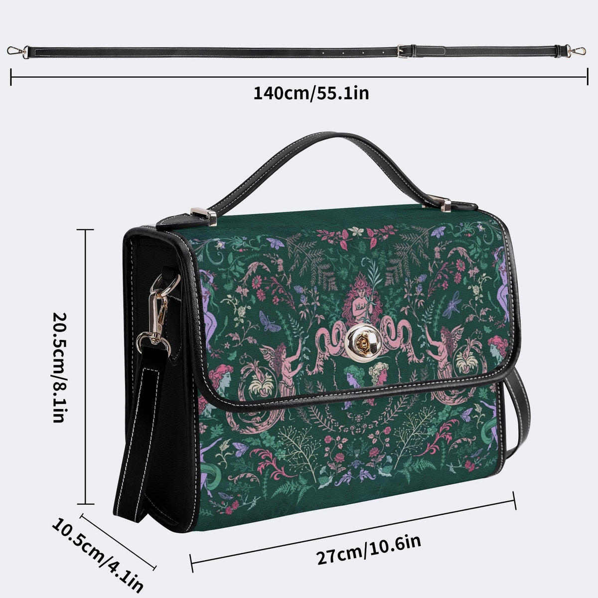 Wildflower Fairy Print - Leather Satchel Bag