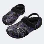 Purple Bat Floral - Fur Lined Slippers/Sandals