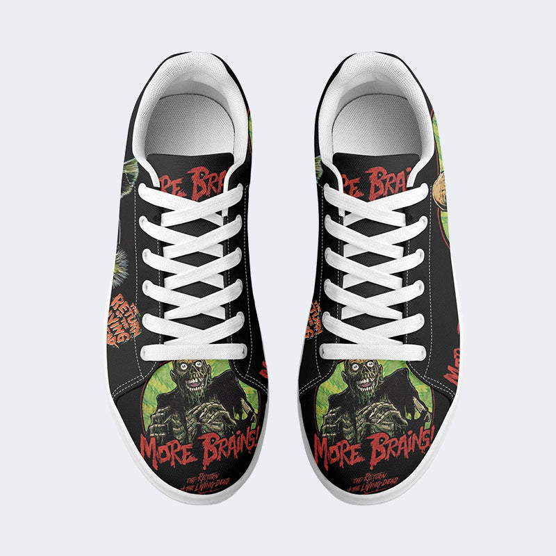 Unisex More Brains Print - Skateboard Sneakers