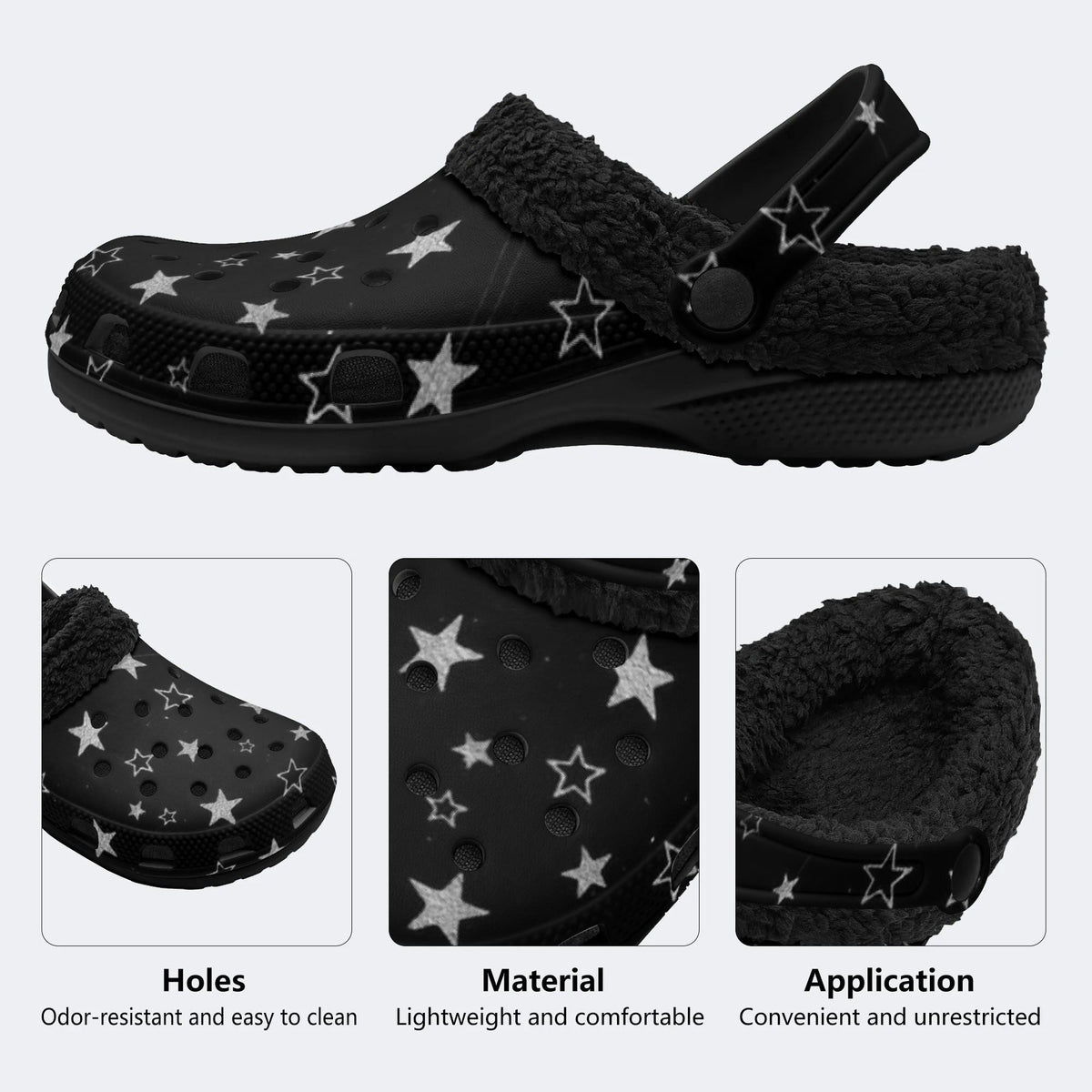 Black Star Celestial - Fur Lined Slippers/Sandals