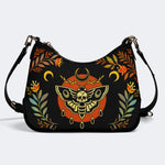 Death Moth Leaf Print - Leather Crossbody Bag