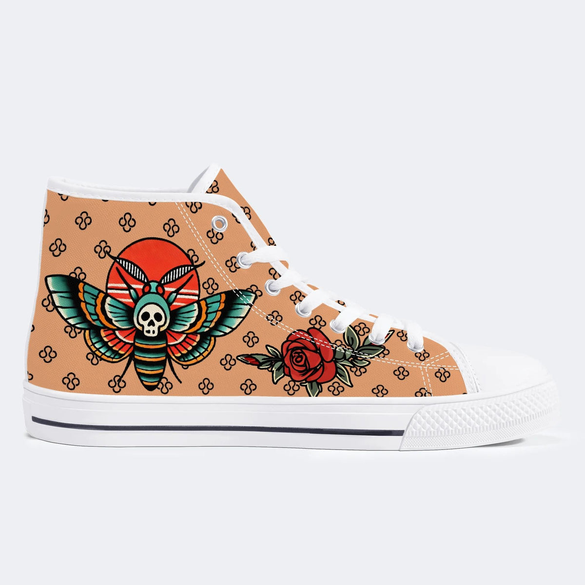 Vintage Rose Death Moth - High Top Canvas