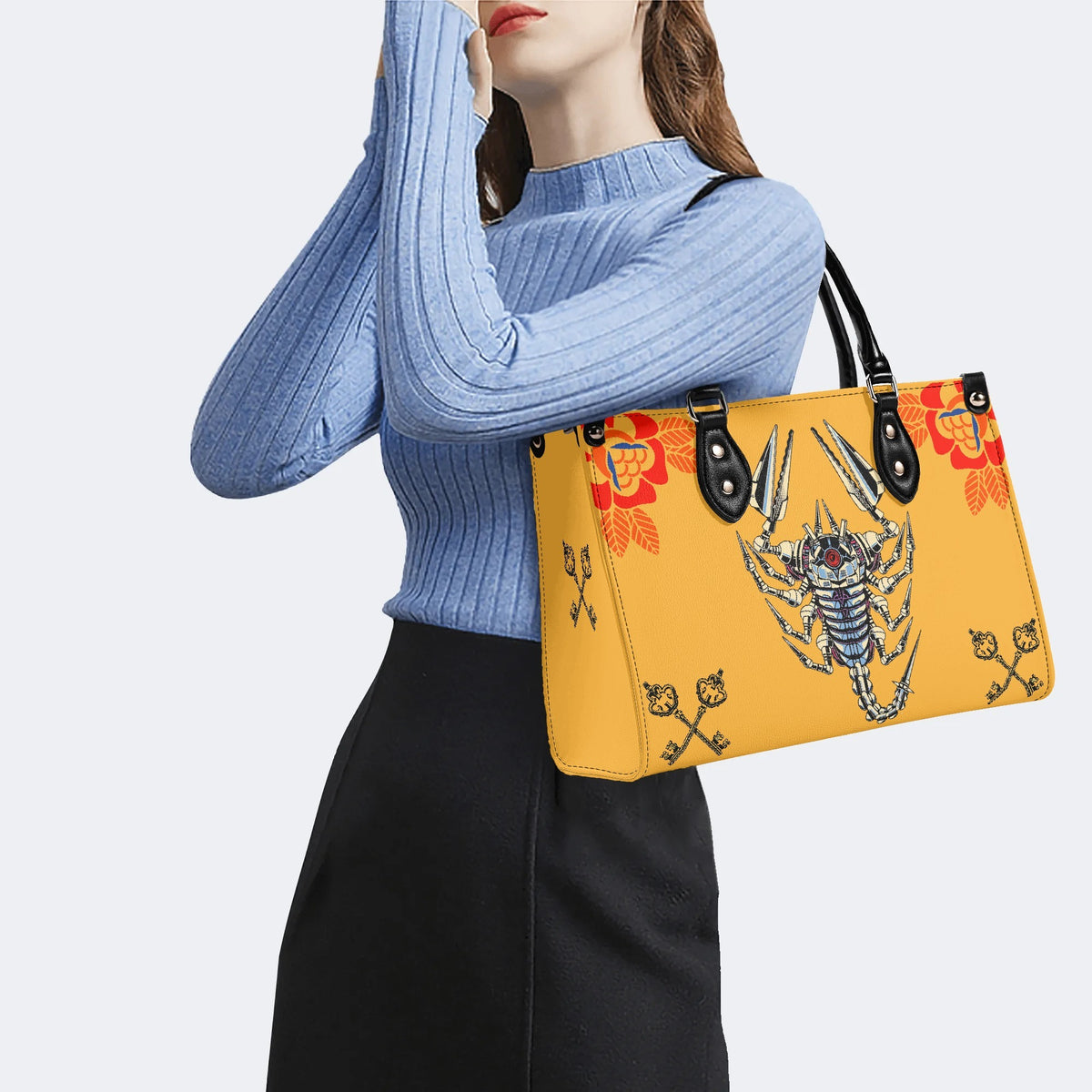 Mechanical Scorpion Print - Leather Handbag