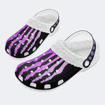 Purple Gradient Skeleton Toes Skull - Fur Lined Slippers/Sandals