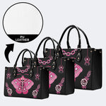 Pink Death Moth Print - Leather Handbag